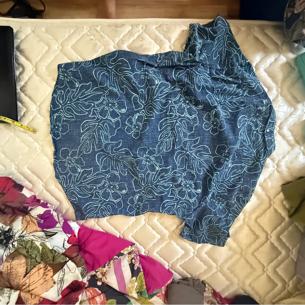 Reyn Spooner Navy and Teal Floral Shirt